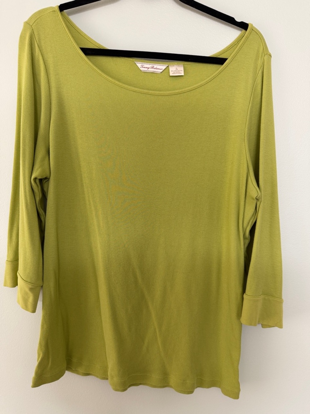 Tommy Bahama Green 3/4 Sleeve Scoop Neck Top - Size XL